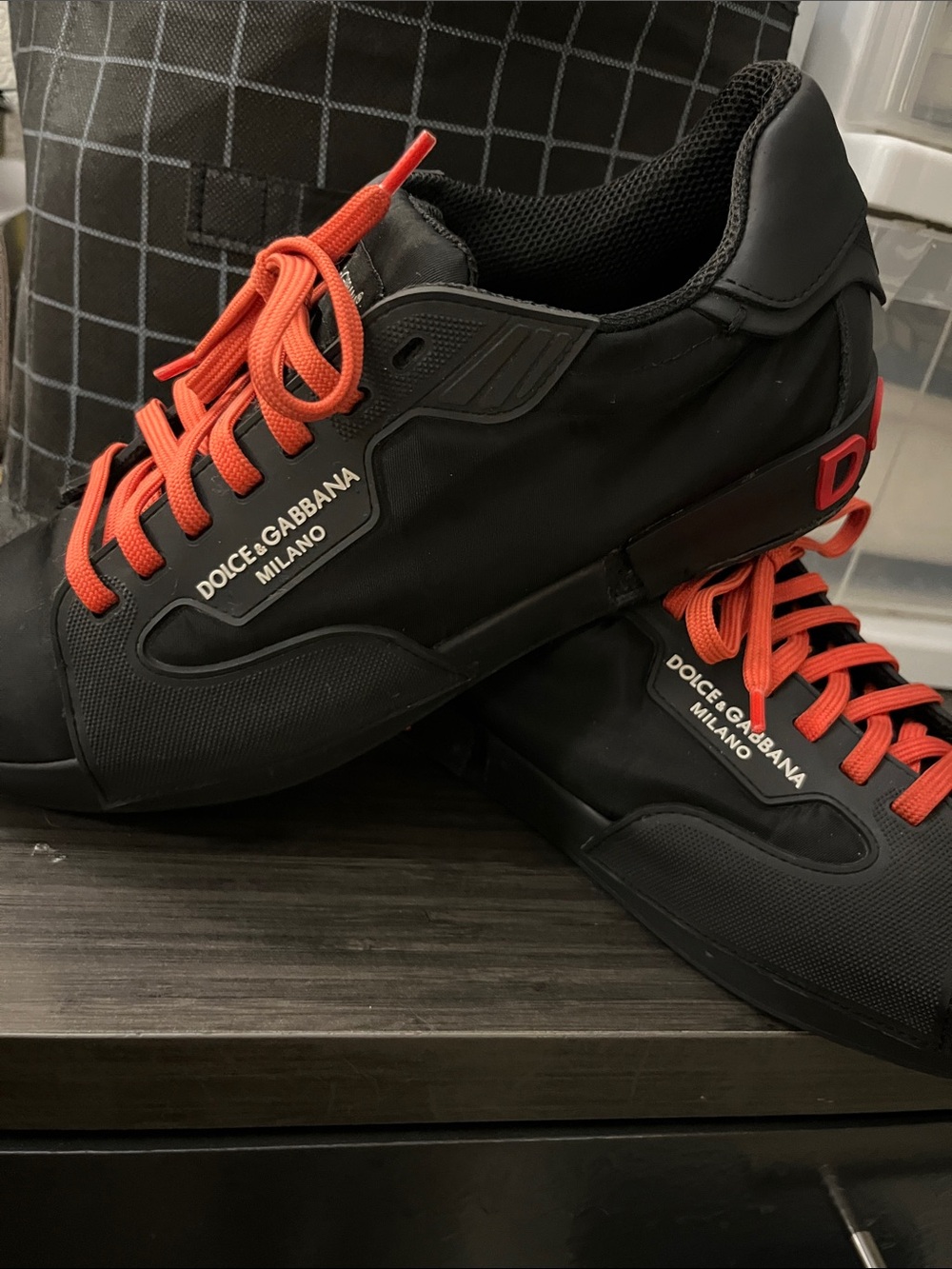 Dolce & Gabbana Black Sneakers with Red Laces